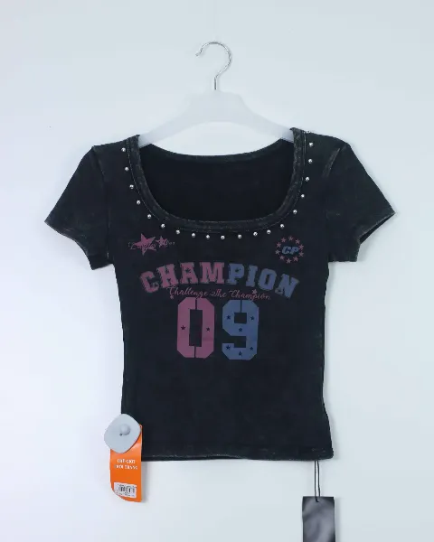 Áo phông croptop nữ Teen 558-2 đen H27.2026.2